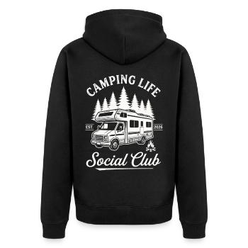 Conception de la vie de camping pour les amateurs de camping-car - Veste à capuche bio Premium Unisexe - noir - Dos - Nico (187cm)