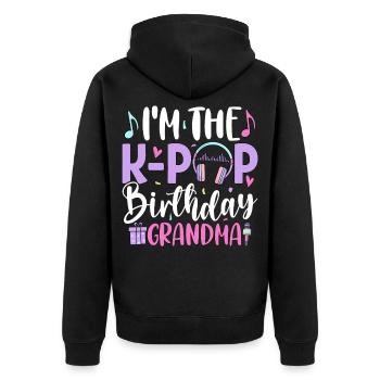 Je suis la grand-mère d’anniversaire de K Pop - Veste à capuche bio Premium Unisexe - noir - Dos - Nico (187cm)