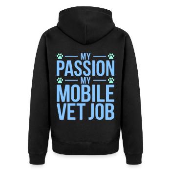 Mobile Vet My Passion My Pet Care Professional - Unisex Premium Bio Zip Hoodie - Schwarz - Hinten - Nico (187cm)