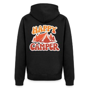 Campeur heureux – Motif de tente - Veste à capuche bio Premium Unisexe - noir - Dos - Nico (187cm)