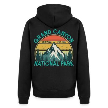 Grand Canyon, Arizona Erster Nationalpark 1919 - Unisex Premium Bio Zip Hoodie - Schwarz - Hinten - Nico (187cm)