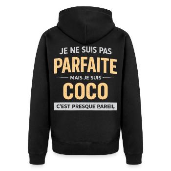 Pas Parfaite Mais Corinne Humour Prénom Original - Veste à capuche bio Premium Unisexe - noir - Dos - Nico (187cm)