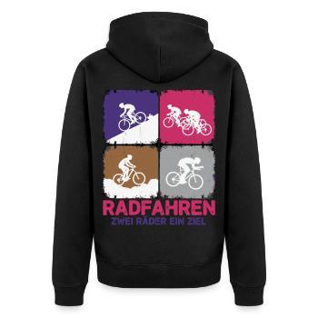 Radfahren Zwei Räder Ziel - Unisex Premium Bio Zip Hoodie - Schwarz - Hinten - Nico (187cm)