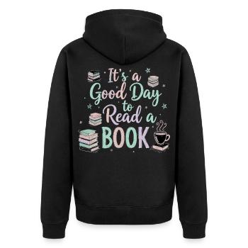 Bonjour Lire le livre - Veste à capuche bio Premium Unisexe - noir - Dos - Nico (187cm)