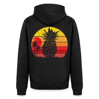 Coucher de soleil de plage vintage d’été à l’ananas - Veste à capuche bio Premium Unisexe - noir - Dos - Nico (187cm)