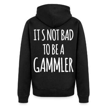 Gammler Chiller Lustiger Spruch - Unisex Premium Bio Zip Hoodie - Schwarz - Hinten - Nico (187cm)