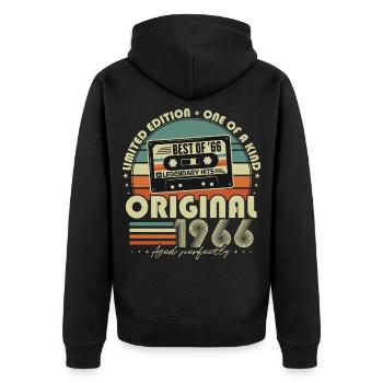 Original 1966 Vintage Vintage Birthday Retro - Unisex Premium Organic Zip Hoodie - black - Back - Nico (187cm)