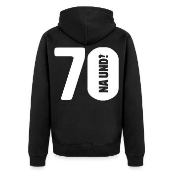 70 na und? Gar nicht so schlimm - Geburtstag - Unisex Premium Bio Zip Hoodie - Schwarz - Hinten - Nico (187cm)