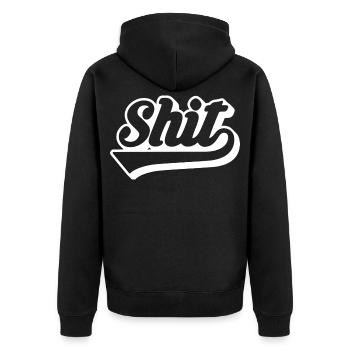 Shit Retro Script - Unisex Premium Organic Zip Hoodie - black - Back - Nico (187cm)