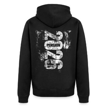 Pension 2026 | Enfin terminé - Veste à capuche bio Premium Unisexe - noir - Dos - Nico (187cm)