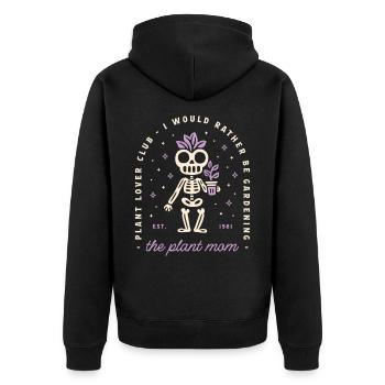 Pflanzenmama, Goth-Gärtnerin, lustige Gartenarbeit, Gothic, - Unisex Premium Bio Zip Hoodie - Schwarz - Hinten - Nico (187cm)