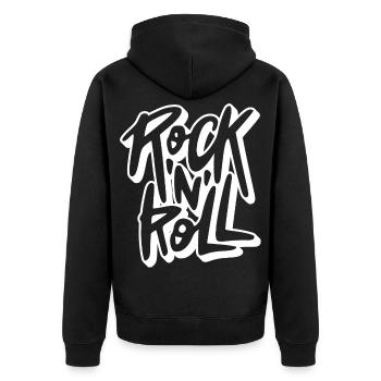 Rock 'n' Roll Graffiti-Text - Unisex Premium Bio Zip Hoodie - Schwarz - Hinten - Nico (187cm)