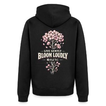 Cherry Blossom Sakura Cherry Blossom - Unisex Premium Organic Zip Hoodie - black - Back - Nico (187cm)