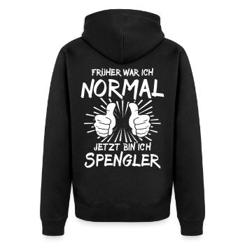 Spengler - Unisex Premium Bio Zip Hoodie - Schwarz - Hinten - Nico (187cm)