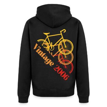 2006 vintage - Unisex Premium Organic Zip Hoodie - black - Back - Nico (187cm)