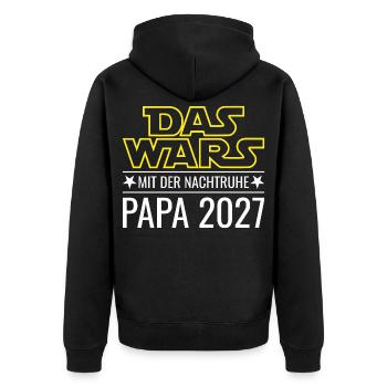 Papa 2027 - Das wars mit der Nachtruhe - Unisex Premium Bio Zip Hoodie - Schwarz - Hinten - Nico (187cm)