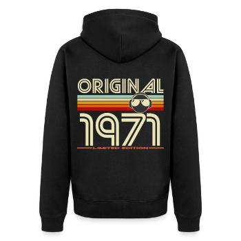Original 1971 Edition Retro - Unisex Premium Organic Zip Hoodie - black - Back - Nico (187cm)