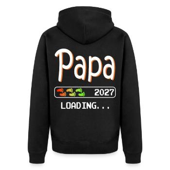 Dad 2027 loading Father-to-be Pregnancy - Unisex Premium Organic Zip Hoodie - black - Back - Nico (187cm)