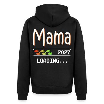 Maman 2027 chargeant grossesse de future mère - Veste à capuche bio Premium Unisexe - noir - Dos - Nico (187cm)