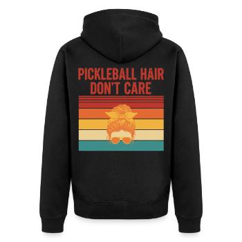 Pickleball Cheveux S’en Fiche, Joueur Drôle Amour - Veste à capuche bio Premium Unisexe - noir - Dos - Nico (187cm)