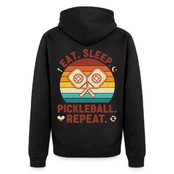 Pickleball mange sommeil Pickleball Répète Drôle - Veste à capuche bio Premium Unisexe - noir - Dos - Nico (187cm)