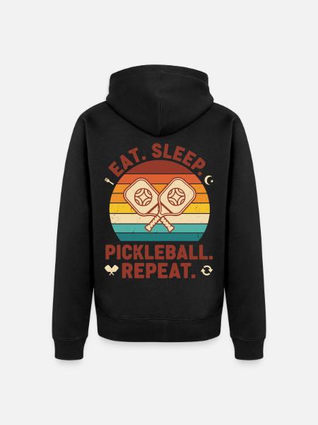 Pickleball Eat Sleep Pickleball Repeat Funny - Unisex Premium Organic Zip Hoodie - black