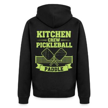 Pickleball Kitchen Crew Paddle lustige Spieler-Gurke - Unisex Premium Bio Zip Hoodie - Schwarz - Hinten - Nico (187cm)