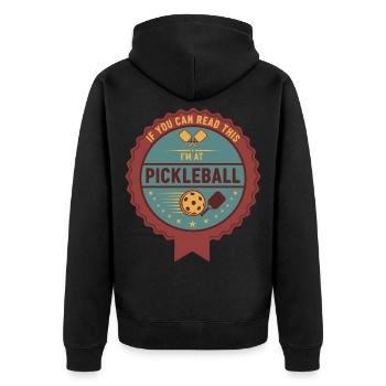 Pickleball-lustiger Pickleball-Pickleball - Unisex Premium Bio Zip Hoodie - Schwarz - Hinten - Nico (187cm)