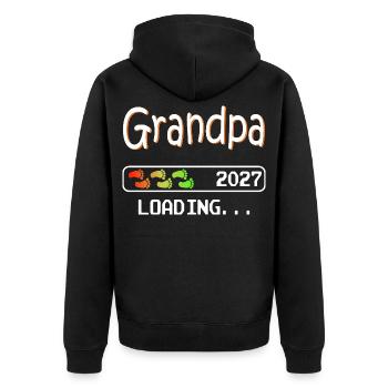 Futur grand-père en 2027 qui embarque son futur grand-père - Veste à capuche bio Premium Unisexe - noir - Dos - Nico (187cm)