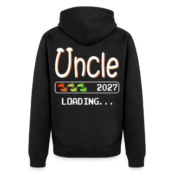 Werdender Onkel 2027 loading ich werde Onkel - Unisex Premium Bio Zip Hoodie - Schwarz - Hinten - Nico (187cm)