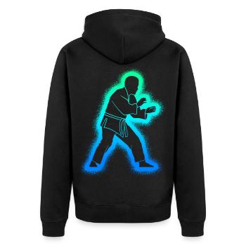 Judo Judoka Herren Kinder Jungen Kampfsport - Unisex Premium Bio Zip Hoodie - Schwarz - Hinten - Nico (187cm)