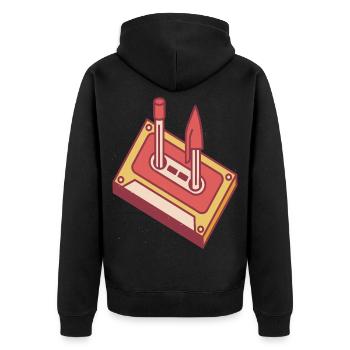 80's & 90's Retro Party Costume Cassette - Unisex Premium Organic Zip Hoodie - black - Back - Nico (187cm)