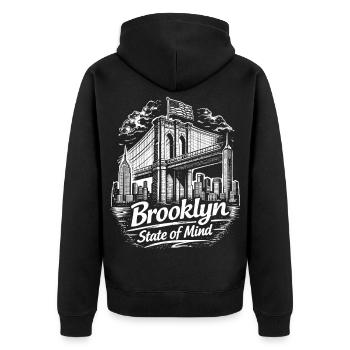Brooklyn State of Mind Bridge New York NYC - Unisex Premium Organic Zip Hoodie - black - Back - Nico (187cm)