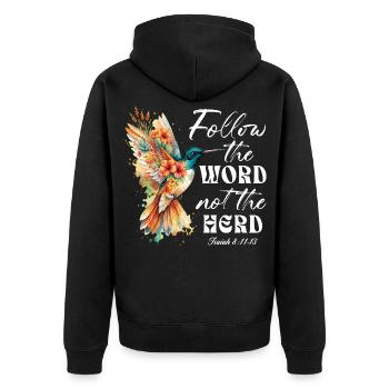 Suivez Le Mot Pas Le Troupeau Colibri - Veste à capuche bio Premium Unisexe - noir - Dos - Nico (187cm)