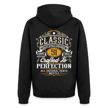 51. Geburtstag - Unisex Premium Bio Zip Hoodie - Schwarz - Hinten - Nico (187cm)