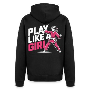 Maillot de karaté pour filles – Jouez comme une fille - Veste à capuche bio Premium Unisexe - noir - Dos - Nico (187cm)