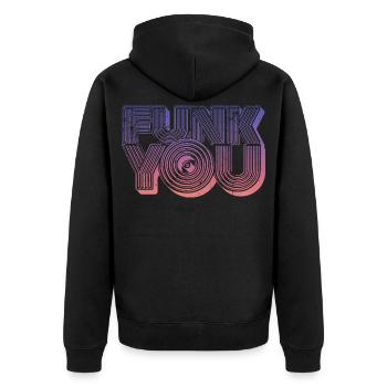 Funk You Vintage - Unisex Premium Organic Zip Hoodie - black - Back - Nico (187cm)