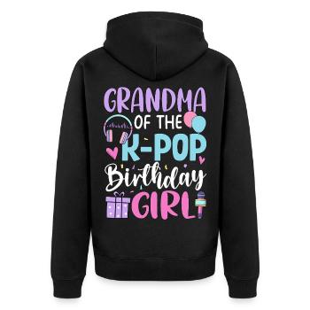Grand-mère de la fille d’anniversaire de K Pop - Veste à capuche bio Premium Unisexe - noir - Dos - Nico (187cm)