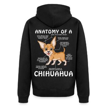 T-shirt Chihuahua Anatomie – T-shirt Dog Lover - Veste à capuche bio Premium Unisexe - noir - Dos - Nico (187cm)