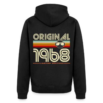 Originale limitierte Ausgabe von 1968 - Unisex Premium Bio Zip Hoodie - Schwarz - Hinten - Nico (187cm)