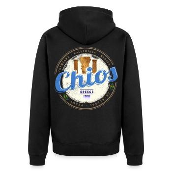 Chios Insel in Griechenland Retro Vintage Souvenir - Unisex Premium Bio Zip Hoodie - Schwarz - Hinten - Nico (187cm)