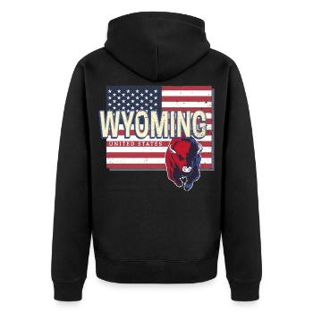 Wyoming United States Retro Map USA - Unisex Premium Organic Zip Hoodie - black - Back - Nico (187cm)