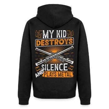 Piccolo spielt Metallinstrument-Orchester - Unisex Premium Bio Zip Hoodie - Schwarz - Hinten - Nico (187cm)