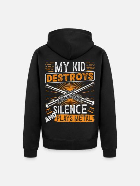 Piccolo Playing Metal Instrument Orchestra - Unisex Premium Organic Zip Hoodie - black