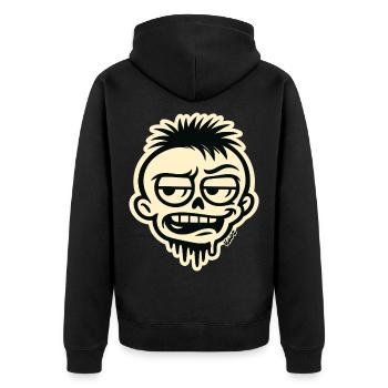 Schädelgraffiti - Unisex Premium Bio Zip Hoodie - Schwarz - Hinten - Nico (187cm)