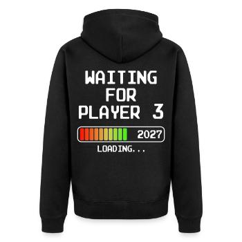Werdender Papa 2027 Bald Mama Waiting For Player 3 - Unisex Premium Bio Zip Hoodie - Schwarz - Hinten - Nico (187cm)