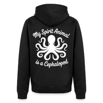 Mein Seelenwesen: Oktopus - Unisex Premium Bio Zip Hoodie - Schwarz - Hinten - Nico (187cm)