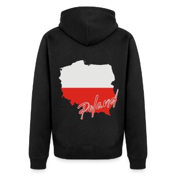 Carte du drapeau de la Pologne, j’adore la Pologne - Veste à capuche bio Premium Unisexe - noir - Dos - Nico (187cm)