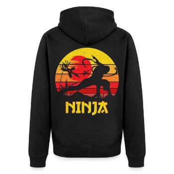 Sunset Ninja Silhouette - Unisex Premium Organic Zip Hoodie - black - Back - Nico (187cm)