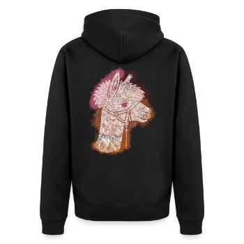 Alpaga Zentangle - Veste à capuche bio Premium Unisexe - noir - Dos - Nico (187cm)